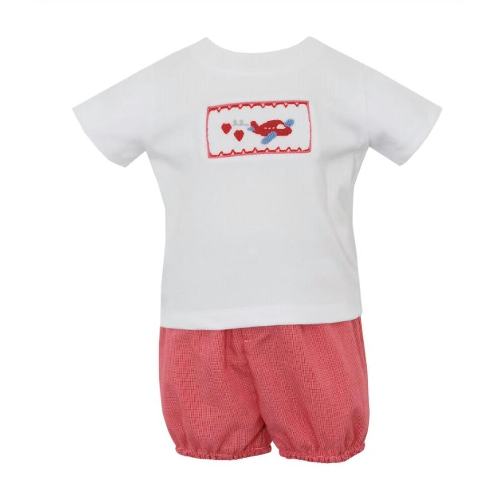 NEW PETIT BEBE kids airplane hearts diaper set in white